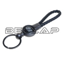 Брелок "HYUNDAI" металл, кожа, логотип на подвеске, черный, BKP 002, MASHINOKOM